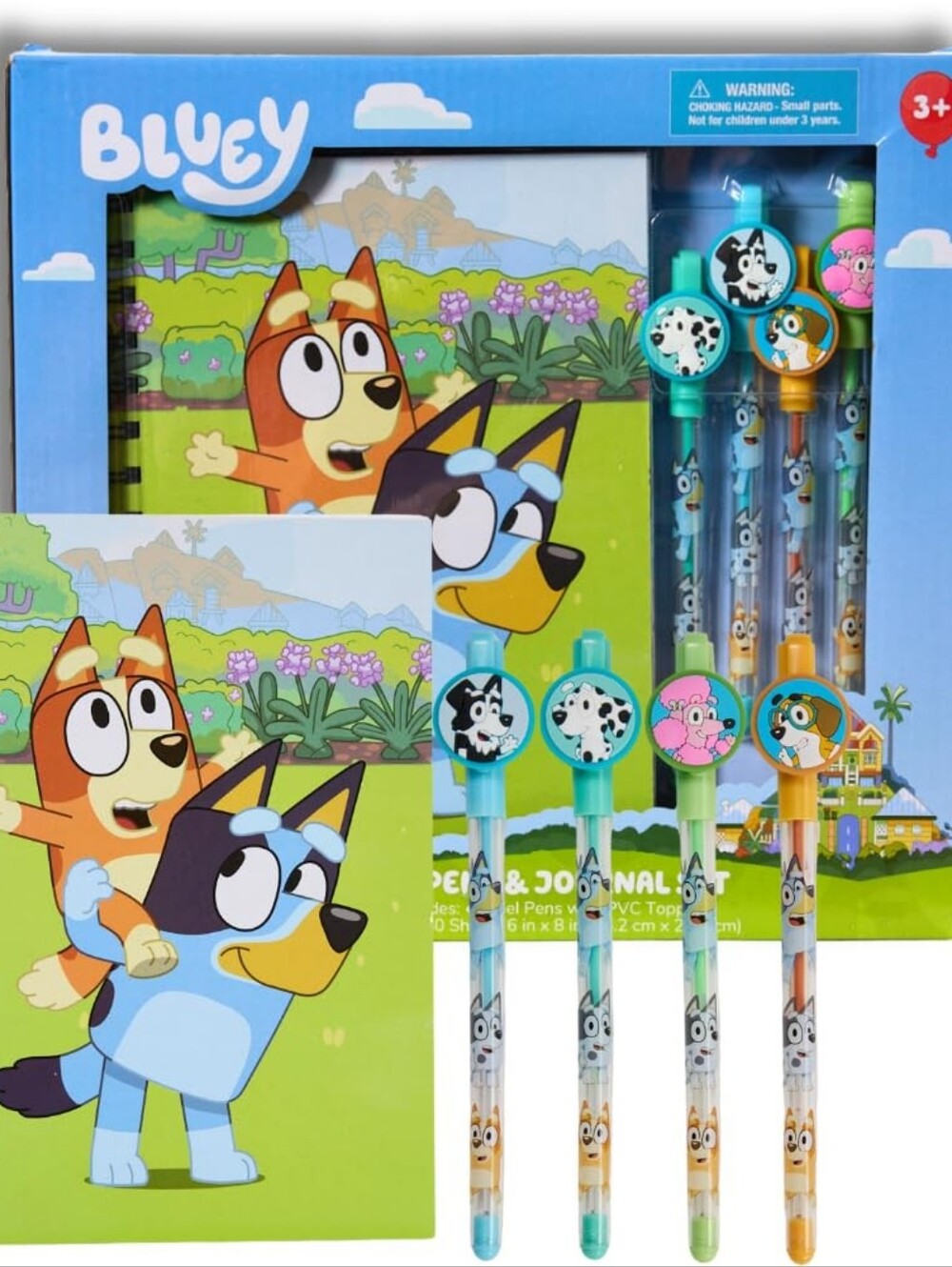 Bluey Gel Pens & Journal School Gift Set - Blue, Orange, White
